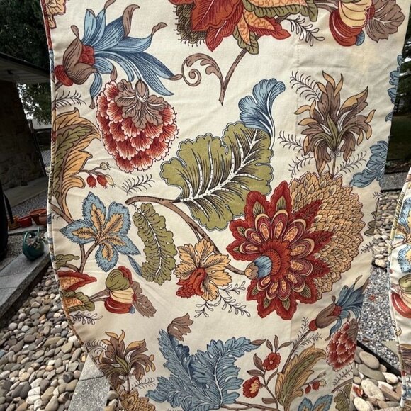 Floral Jacquard Valance Panels 2-Piece Set 102" Total Width Autumn Colors Rust - Picture 4 of 9